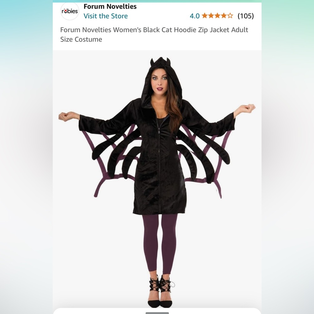 Women’s Forum Spider Zip Up Hoodie Dress Size Small New Without Tags